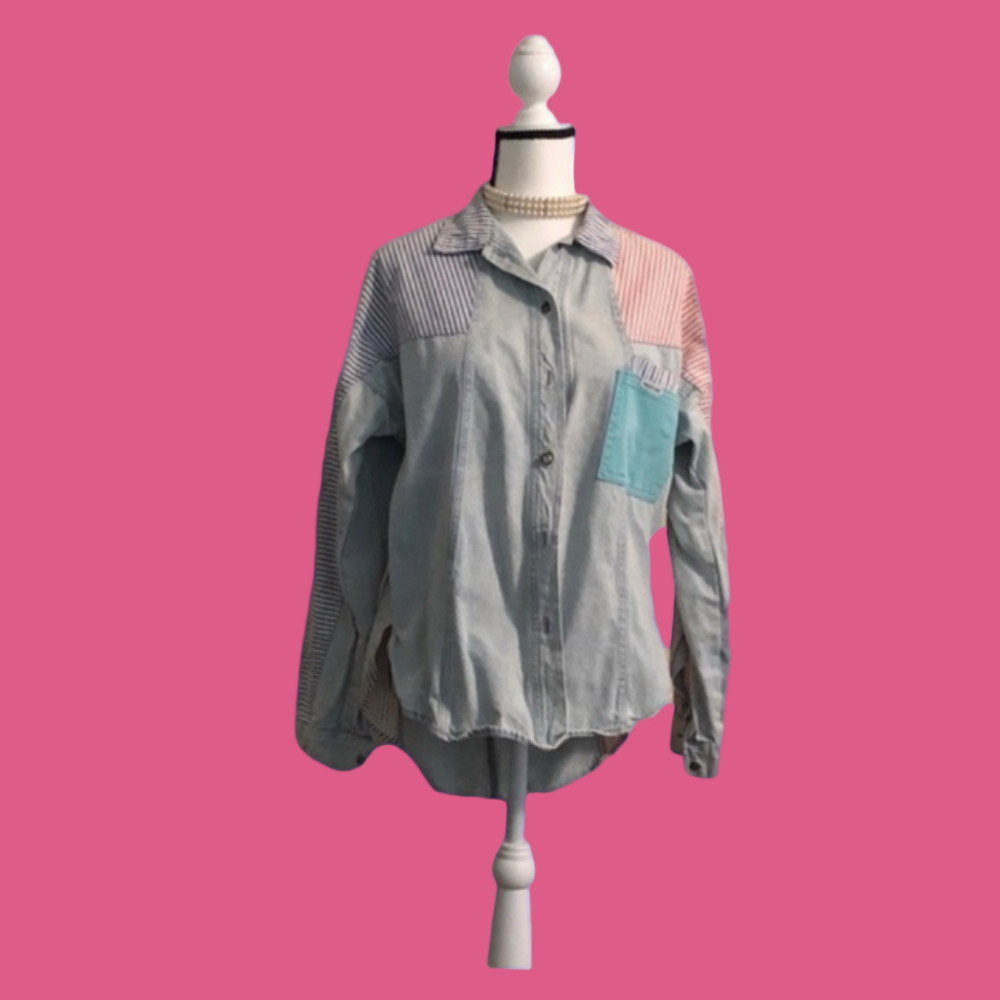Playful Liz Thomas Denim Patchwork Jacket (One Size Fits All)